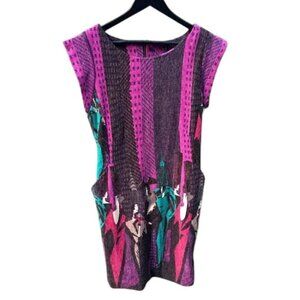 Purple & grey 'stylish ladies' mini dress tunic w/pockets - size S/M